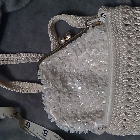 Off white macrame shoulder bag+ beaded clutch - Picture 2 of 3
